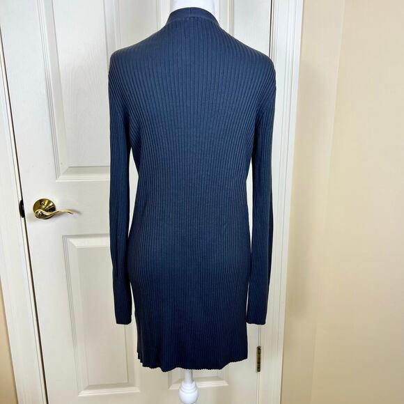Eileen Fisher Charcoal Grey Ribbed Open Front Cardigan Small 100% Tencel EUC - Picture 2 of 7